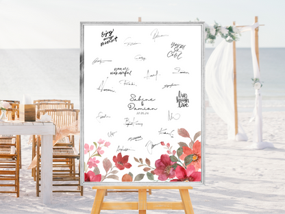 Gästebuch Alternativen für Hochzeit Leinwand, Poster . Bunte Blumen , Rot , Vintage NATALIE