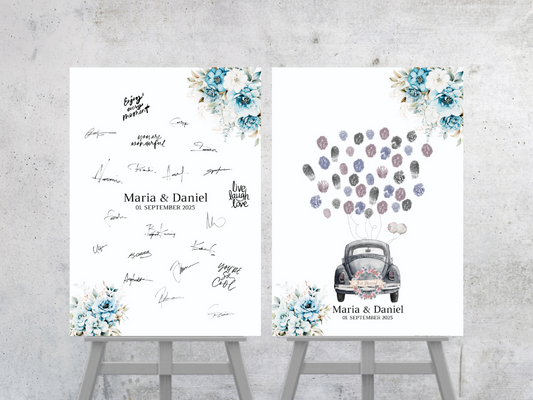 Gästebuch Alternativen für Hochzeit Leinwand, Poster .Strand Hochzeit , Marine , Blaue Blumen ALICE