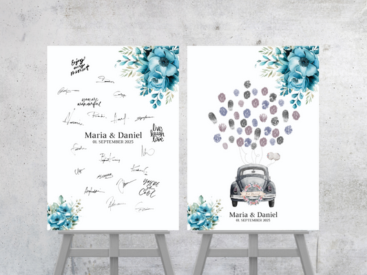 Gästebuch Alternativen für Hochzeit Leinwand, Poster .Strand Hochzeit , Marine , Blaue Blumen LINDA