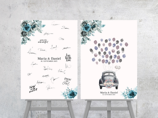 Gästebuch Alternativen für Hochzeit Leinwand, Poster . Strand Hochzeit , Marine , Blaue Blumen MILA