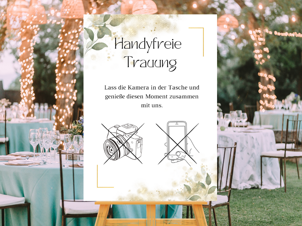 Handyfreie Trauung für Hochzeit Leinwand, Poster . Eukalyptus Gold LISA