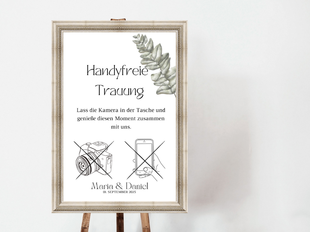 Handyfreie Trauung für Hochzeit Leinwand, Poster . Eukalyptus Vintage LARA