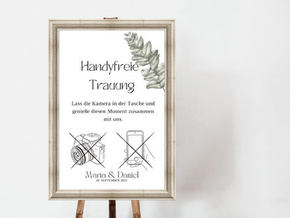 Handyfreie Trauung für Hochzeit Leinwand, Poster . Eukalyptus Vintage LARA