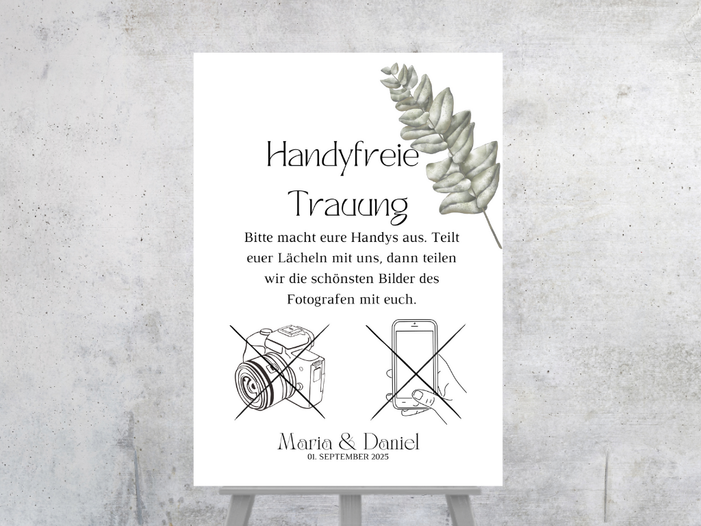Handyfreie Trauung für Hochzeit Leinwand, Poster . Eukalyptus Vintage LARA