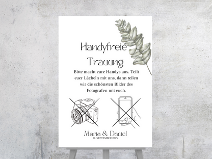 Handyfreie Trauung für Hochzeit Leinwand, Poster . Eukalyptus Vintage LARA