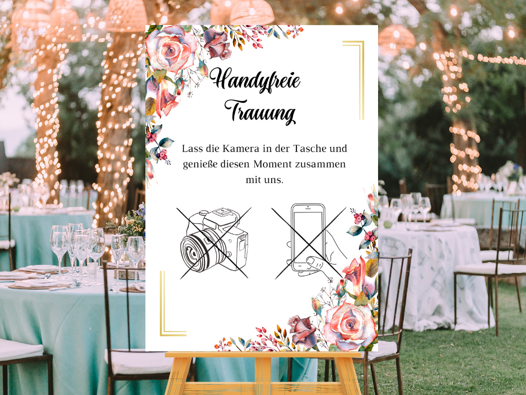 Handyfreie Trauung für Hochzeit Leinwand, Poster . Boho , Rosa Blumen SOPHIE