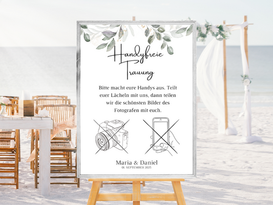 Handyfreie Trauung für Hochzeit Leinwand, Poster . Eukalyptus Vintage ANNA
