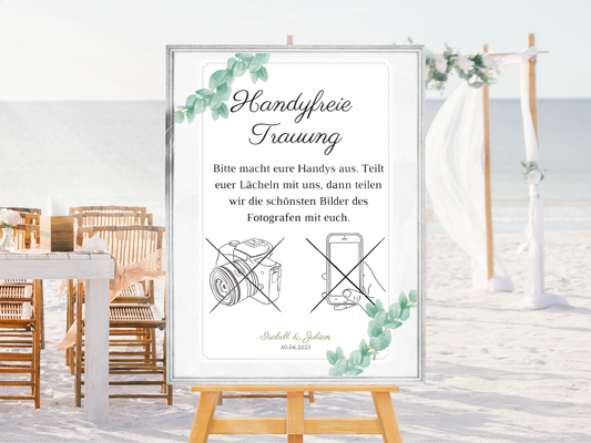 Handyfreie Trauung für Hochzeit Leinwand, Poster . Eukalyptus Vintage HANNAH