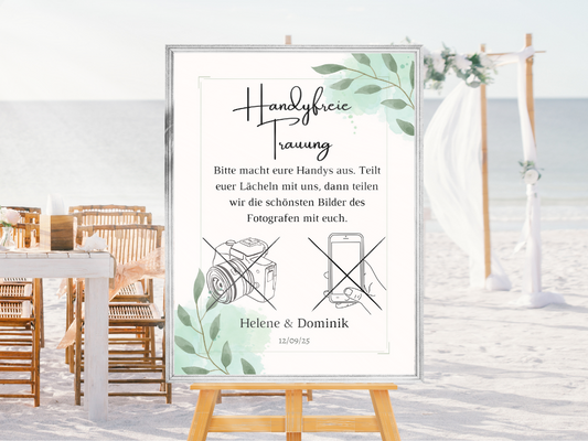 Handyfreie Trauung für Hochzeit Leinwand, Poster . Eukalyptus Vintage NELE