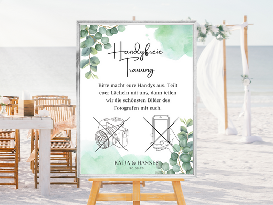 Handyfreie Trauung für Hochzeit Leinwand, Poster . Eukalyptus Vintage SARAH