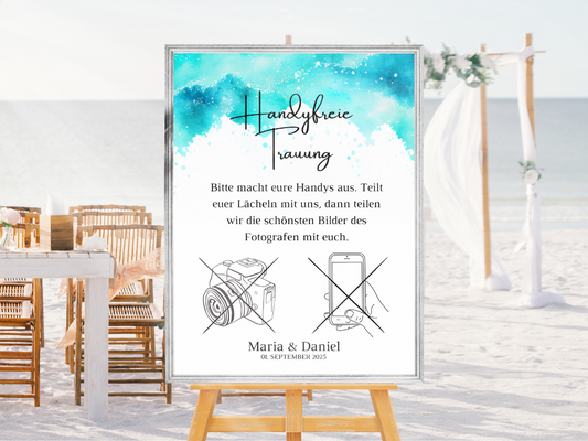 Handyfreie Trauung für Hochzeit Leinwand, Poster . Strand Hochzeit , Marine , Vintage ARIA