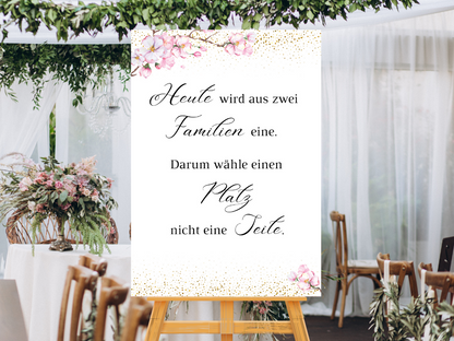 Heute wird aus zwei Familien eine Schild für Hochzeit Leinwand, Poster. Kirschblüten , Rosa , Vintage LEA