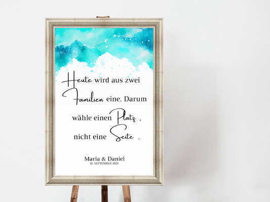 Heute wird aus zwei Familien eine Schild für Hochzeit Leinwand, Poster. Strand Hochzeit , Marine , Vintage ARIA