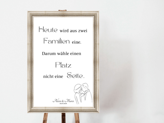 Heute wird aus zwei Familien eine Schild für Hochzeit Leinwand, Poster. Classic Hochzeit , Vintage JANA