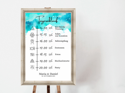 Tagesablauf für Hochzeit Leinwand, Poster . Strand Hochzeit , Marine , Vintage ARIA