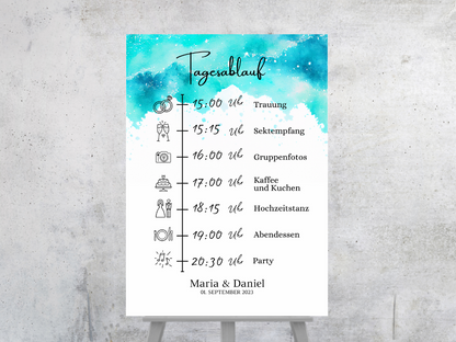 Tagesablauf für Hochzeit Leinwand, Poster . Strand Hochzeit , Marine , Vintage ARIA