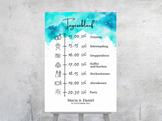 Tagesablauf für Hochzeit Leinwand, Poster . Strand Hochzeit , Marine , Vintage ARIA