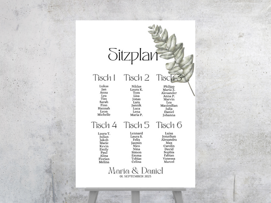 Personalisierter Hochzeits Sitzplan - Leinwand , Poster - Eukalyptus Vintage LARA