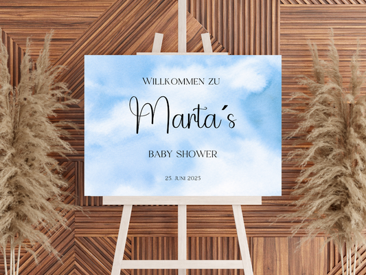 Willkommensschild Baby Shower , Gender Reveal - Leinwand , Poster - blau ELIAS