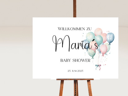 Willkommensschild Baby Shower , Gender Reveal - Leinwand , Poster - Balloons Jonas