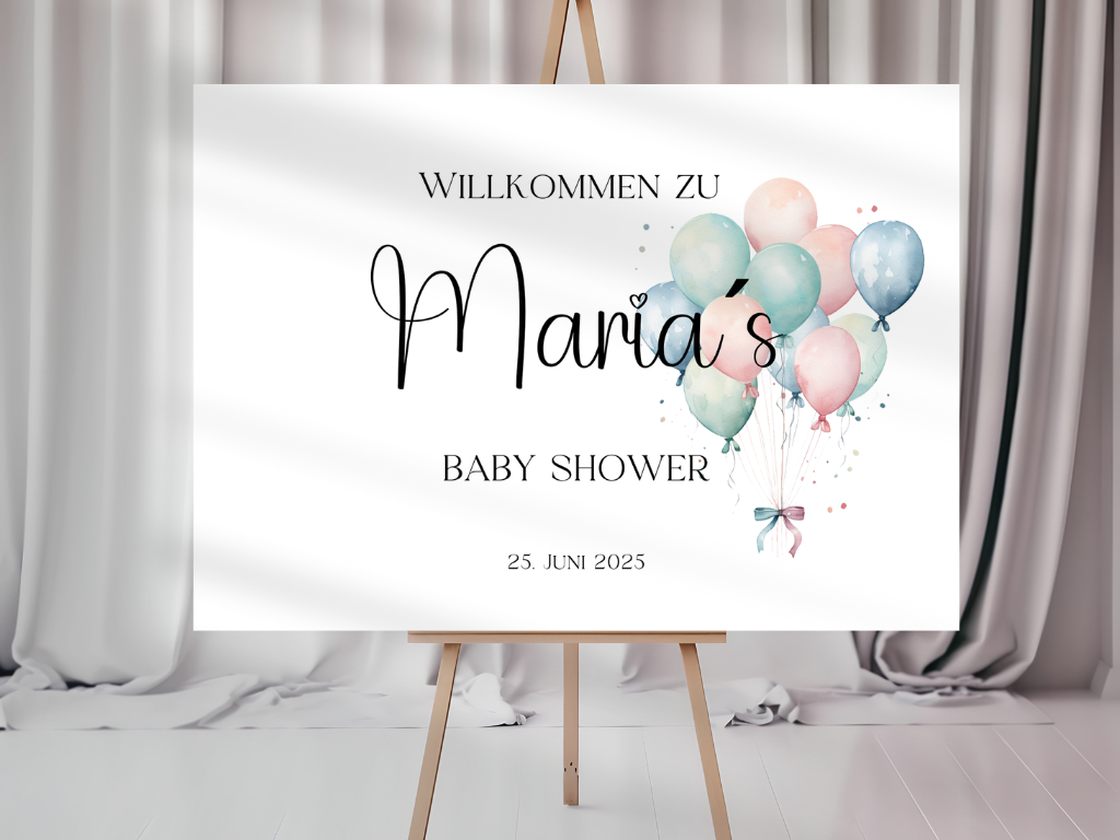 Willkommensschild Baby Shower , Gender Reveal - Leinwand , Poster - Balloons Jonas
