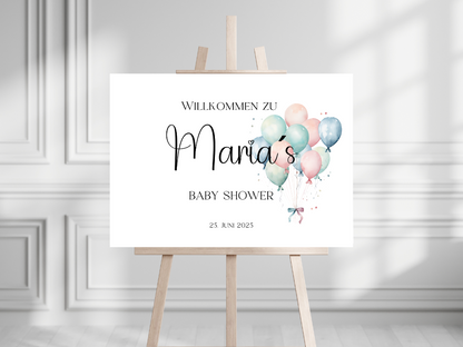 Willkommensschild Baby Shower , Gender Reveal - Leinwand , Poster - Balloons Jonas