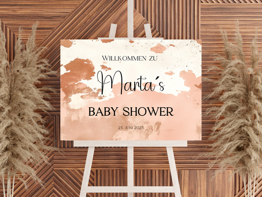 Willkommensschild Baby Shower , Gender Reveal - Leinwand , Poster - Boho, Vintage Lio