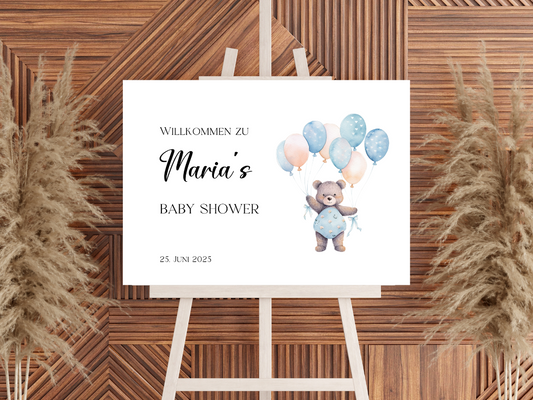 Willkommensschild Baby Shower , Gender Reveal - Leinwand , Poster - Balloons Matteo