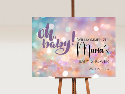 Willkommensschild Baby Shower , Gender Reveal - Leinwand , Poster - blau rosa NORA