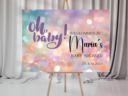Willkommensschild Baby Shower , Gender Reveal - Leinwand , Poster - blau rosa NORA