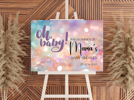 Willkommensschild Baby Shower , Gender Reveal - Leinwand , Poster - blau rosa NORA