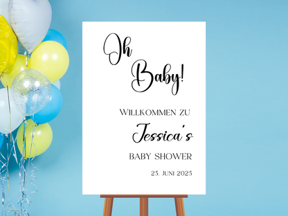 Willkommensschild Baby Shower , Gender Reveal - Leinwand , Poster - Olivier