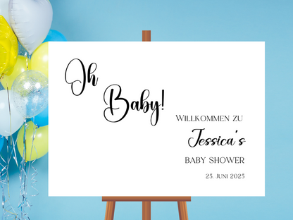 Willkommensschild Baby Shower , Gender Reveal - Leinwand , Poster - Tim