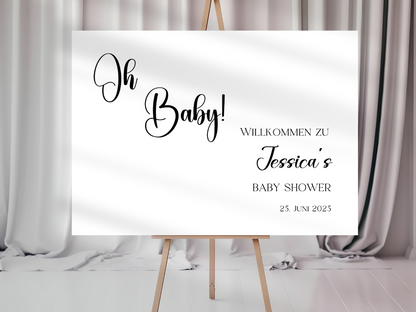 Willkommensschild Baby Shower , Gender Reveal - Leinwand , Poster - Tim