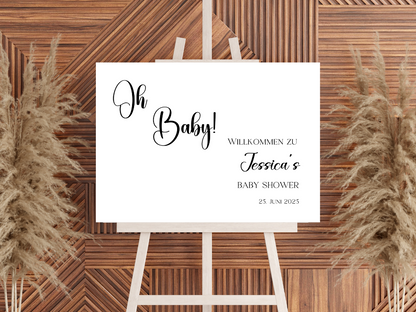 Willkommensschild Baby Shower , Gender Reveal - Leinwand , Poster - Tim