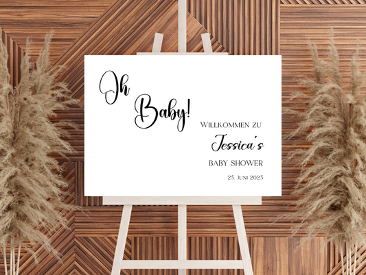Willkommensschild Baby Shower , Gender Reveal - Leinwand , Poster - Tim