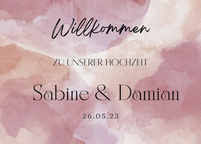 Willkommensschild Hochzeit - Leinwand , Poster - Glamour , Rot EMILY