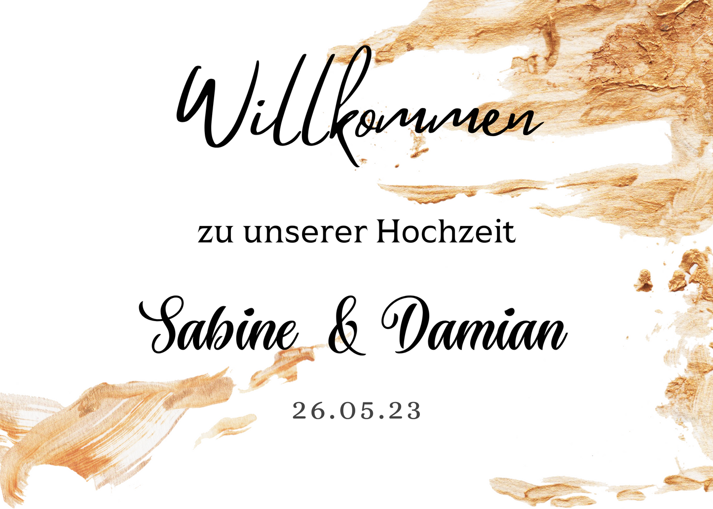 Willkommensschild Hochzeit - Leinwand , Poster - classic Gold Hochzeit ALEXA