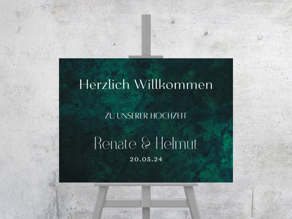 Willkommensschild Hochzeit - Leinwand , Poster - Glamour , grün MELISSA
