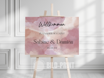 Willkommensschild Hochzeit - Leinwand , Poster - Glamour , Rot EMILY