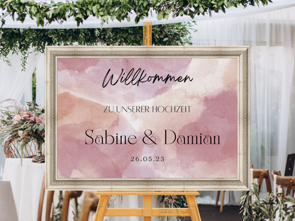 Willkommensschild Hochzeit - Leinwand , Poster - Glamour , Rot EMILY