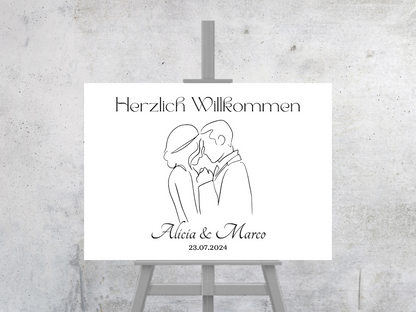 Willkommensschild Hochzeit - Leinwand , Poster - classic Hochzeit , Vintage JANA