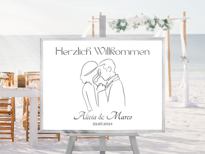 Willkommensschild Hochzeit - Leinwand , Poster - classic Hochzeit , Vintage JANA