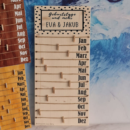 Geburtstagskalender in 3 Farbe aus Holz ,personalisiert. Geburtstagsgeschenk, Weihnachtsgeschenk, Geburtstagsplaner, Hochzeitsgeschenk