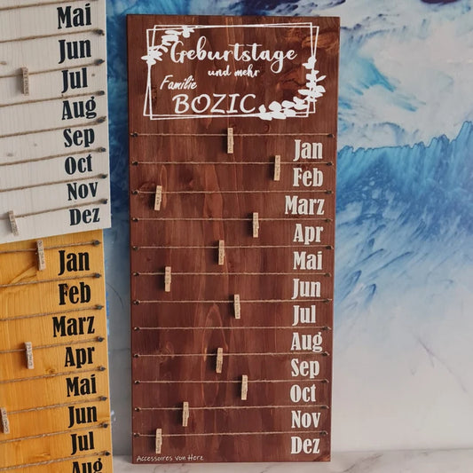 Geburtstagskalender in 3 Farbe aus Holz ,personalisiert. Geburtstagsgeschenk, Weihnachtsgeschenk, Geburtstagsplaner, Hochzeitsgeschenk