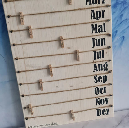 Geburtstagskalender in 3 Farbe aus Holz ,personalisiert. Geburtstagsgeschenk, Weihnachtsgeschenk, Geburtstagsplaner, Hochzeitsgeschenk