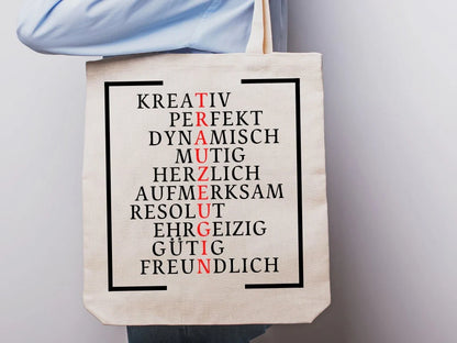 Frage für Trauzeugin Totebag Baumwolltasche Tragetasche Baumwolle Stoffbeutel Baumwollbeutel Jutebeutel Bag Tasche Kreuzworträtsel
